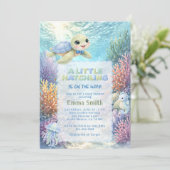 Invitation Under the Sea Cute Turtle Boy Baby Shower (Debout devant)