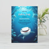 Invitation Under the Sea Kids Shark Birthday Party (Debout devant)