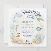 Invitation Under the Sea Ocean Animals Beach Birthday (Devant)