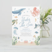 Invitation Under the Sea Ocean Animals Birthday (Debout devant)