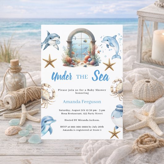 Invitation Under the sea ocean animals boy Baby Shower