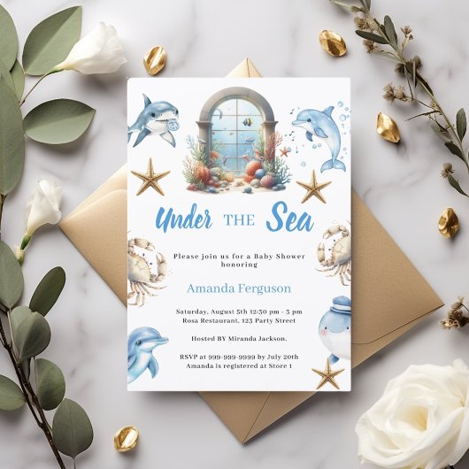 Invitation Under the sea ocean animals boy Baby Shower