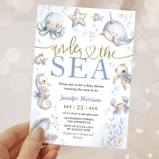 Invitation Under The Sea Ocean Animals Boy Baby Shower