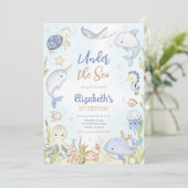 Invitation Under the Sea Ocean Animals Theme Birthday  (Debout devant)