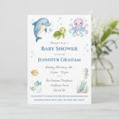 Invitation Under the Sea, Ocean Creatures Baby Shower (Debout devant)