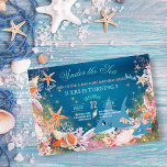 Invitation Under The Sea Sharks Kids Birthday Party<br><div class="desc">Invite your guests to join you for a "Jaw-some" birthday bash with this Under the Sea theme kid's birthday party invitation. Featuring a big shark, a baby shark, goldfish, watercolor seashells, starfish, coral and gold sparkling sand. Perfect for tropical, beach and nautical themed birthday parties. You can easily personalize it,...</div>