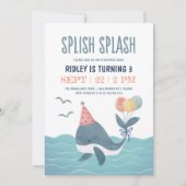 Invitation Under the Sea Watercolor Whale Birthday (Devant)