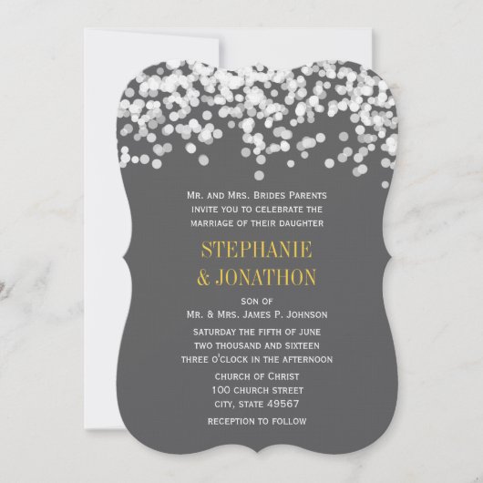 Invitation Under the Stars Grey Yellow Modern Wedding Invite (Devant)