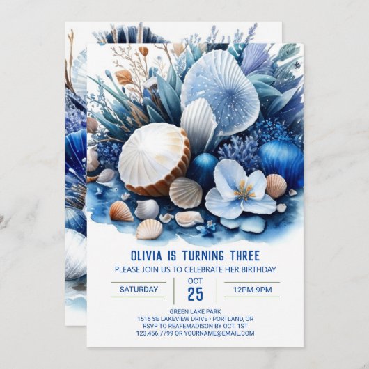 Invitation Undersea Adventure Boy Anniversaire (Devant / Derrière)