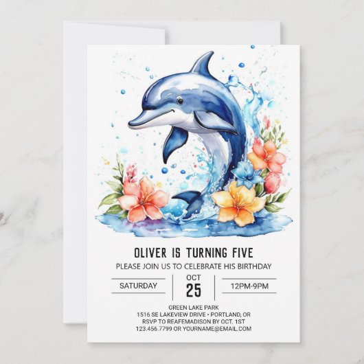 Invitation Underwater Adventure Jote Dolphin Anniversaire (Devant)