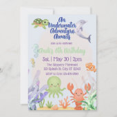 Invitation Underwater Adventure, Watercolor Birthday  (Devant)