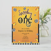 Invitation UNE 1 Fête d'anniversaire Halloween à pois effraya (Debout devant)