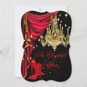 Invitation Une Affaire Élégante Chandeliers Rouge Or Annivers