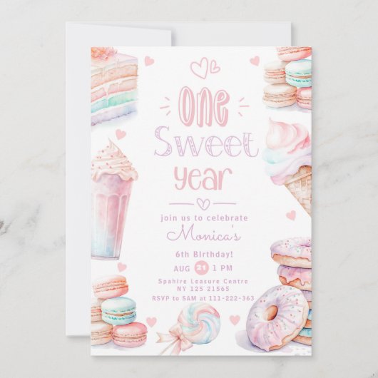 Invitation Une année douce 1er anniversaire (Devant)