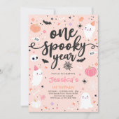 Invitation Une année Éffrayante mignonne Halloween Ghost 1er (Devant)