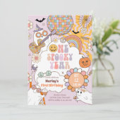 Invitation Une année Éffrayante Rétro Halloween Premier anniv (Debout devant)