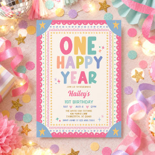 Invitation Une année heureuse Fille fantaisiste Fête d'annive