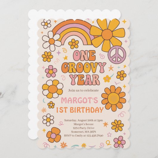 Invitation Une année Super 1ère fête d'anniversaire (Devant / Derrière)