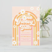 Invitation Une année Super Boho Daisy Rainbow 1er anniversair (Debout devant)