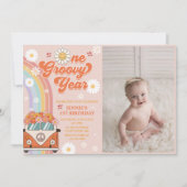 Invitation Une année Super Retro Rainbow 1er Anniversaire Pho (Devant)