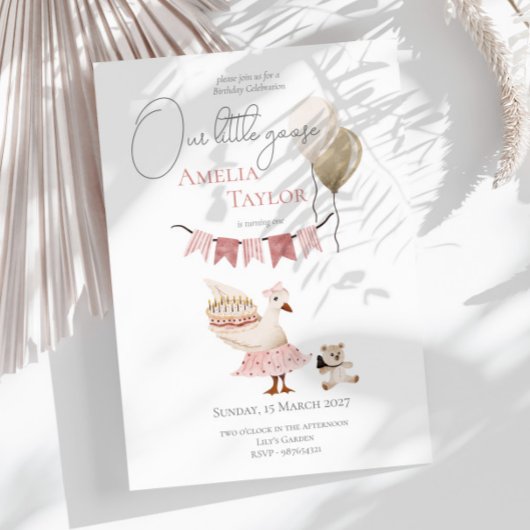 Invitation Une Aquarelle d'oie d'anniversaire Vintage