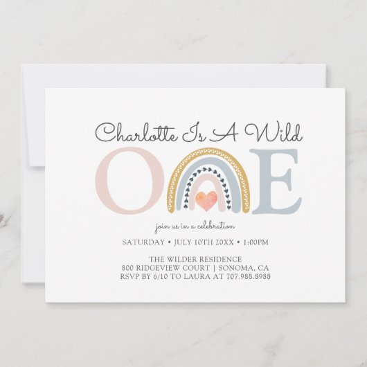 Invitation Une aquarelle sauvage Premier anniversaire de la f (Devant)