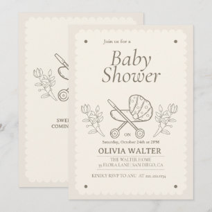 Invitation Une aventure à la poussette Baby shower non sexi