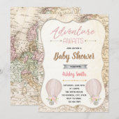 Invitation Une aventure en montgolfière attend le baby shower (Devant / Derrière)