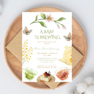 Invitation Une Baby Boisson Florale Thé Party Baby Shower