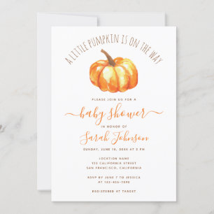 Invitation Une Baby Shower aquarelle Petit Citrouille Automne