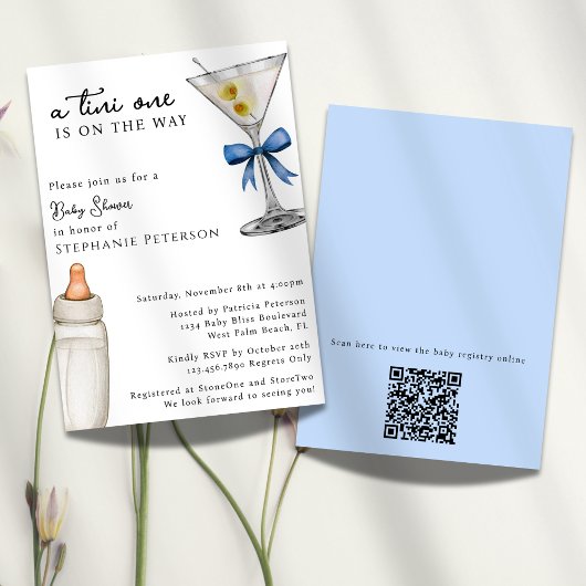 Invitation Une Baby Shower avec un code QR sur le thème d'un 