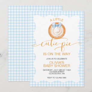 Invitation Une baby shower avec une tarte au potiron à carrea