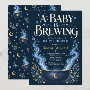 Invitation Une Baby Shower Bébé Est En Train De Brasser Blue