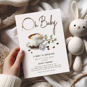 Invitation Une Baby Shower Botanique Café "Un Bébé Est En Tra