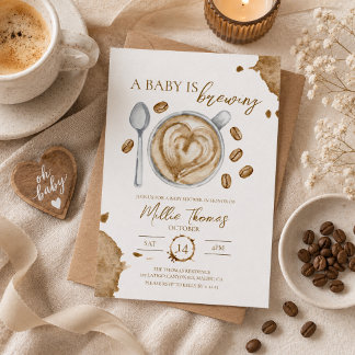 Invitation Une Baby Shower Café Thème Bébé en Route