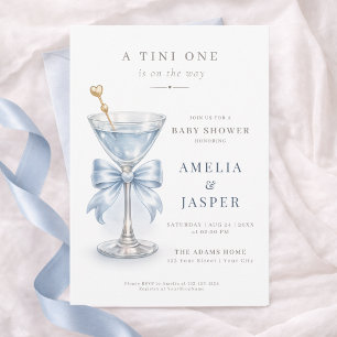 Invitation Une Baby Shower Coed A Tini One Martini Bleu Ruban