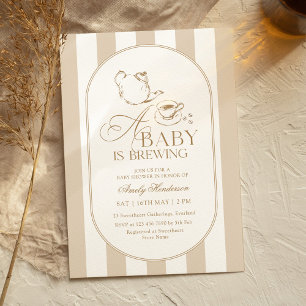 Invitation Une Baby Shower Dessinée à la Main 'Un Bébé se Pré