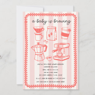 Invitation Une Baby Shower Fille Rose Doodle "Un Bébé Est En
