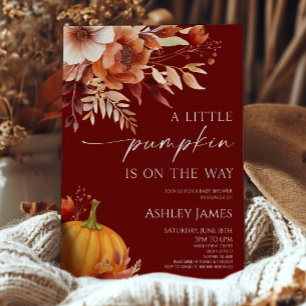 Invitation Une Baby Shower Fleurie Burgundy Rusty A Little Pu