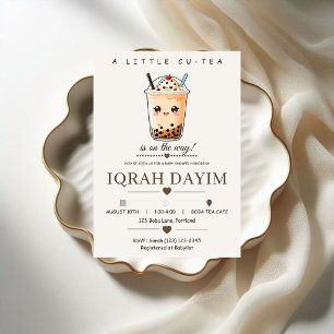 Invitation Une Baby Shower Genre Neutre avec un Petit Cu-Tea 