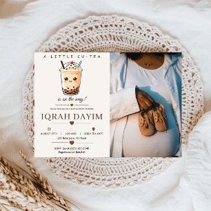 Invitation Une Baby Shower Genre Neutre avec un Petit Cu-Thé
