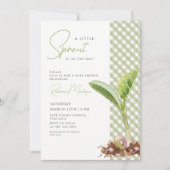 Invitation Une Baby Shower Gingham Vert 'Un Petit Germe' (Devant)
