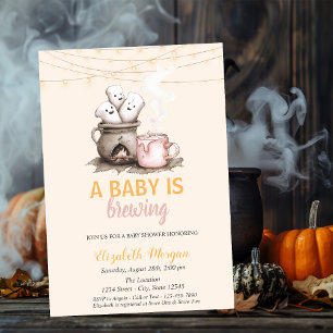 Invitation Une Baby Shower Halloween Polka Dots Un Bébé Est E