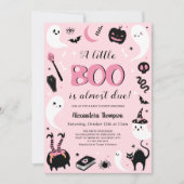 Invitation Une Baby Shower Halloween un peu rose pour bébé (Devant)