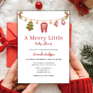 Invitation Une Baby Shower Hivernale Noël Rouge Joyeuse