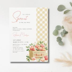 Invitation Une Baby Shower Little Sprout Apple Crate Gingham