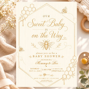 Invitation Une Baby Shower Maman Abeille Vintage avec un Peti