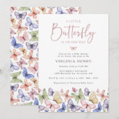 Invitation Une Baby Shower Papillon Mignon (Devant / Derrière)
