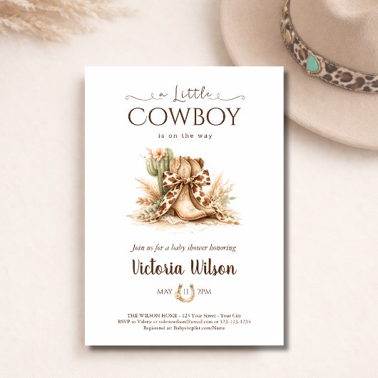 Invitation Une Baby Shower petit cowboy Far West