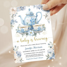 Une Baby Shower pour Bébé Fait du Thé Fleur Bleue